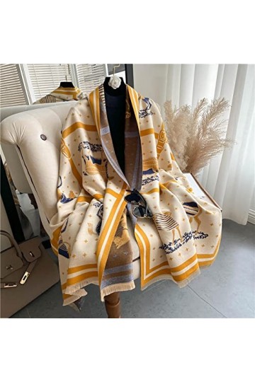 Foulard Femme Soie Cheveux pour De Hiver en Echarpe Couverture Chaude Écharpe Dames De Luxe Châle Wrap Dames Poncho Écharpe É