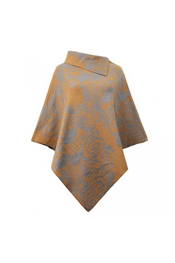 Écharpe Chale Femme Châles Femmes Dames Grid Turtle Turtle Col de Tortue Batwing Ponchos Coton à Tricoter Écharpe Color : C,