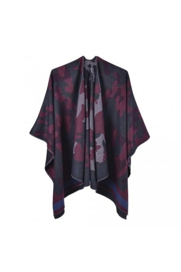 Écharpe Femme Automne Hiver Double Face Impression Imitation Cachemire Fendu Châle Voyage Photo Capes