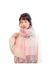 WSPDSD Cadeau écharpe à carreaux en pure laine femme hiver classique tartan version coréenne chaud plastron cou automne hiver