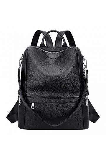 ALTOSY Sac à Dos Cuir Véritable pour Femmes Sac à Dos Sac porté Épaule Anti-vol Collège S80, Noir 