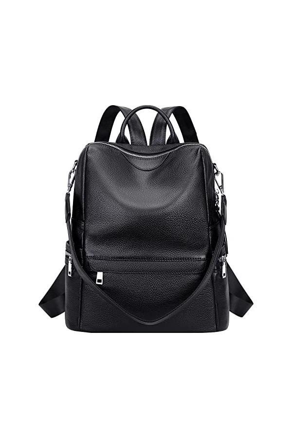 ALTOSY Sac à Dos Cuir Véritable pour Femmes Sac à Dos Sac porté Épaule Anti-vol Collège S80, Noir 