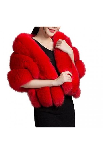 Écharpe longue tendance pour femme en fausse peluche pour mariage, Rouge, taille unique