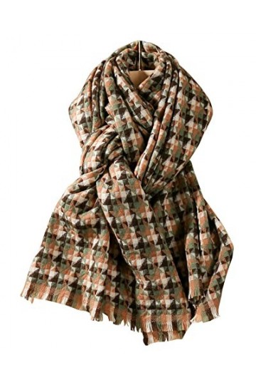 Echarpe Chale Femme Foulard Carreaux Hiver 100% Laine Cachemire Chaud Snood Tendance Motif Patchwork Dames Accessoire pour Ma