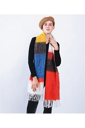 LuisFranklin Foulard Echarpe Femme Soie Cheveux Écharpe Douce Femmes Écharpe À Carreaux Châle Wrap Épais Chaud Couverture De 