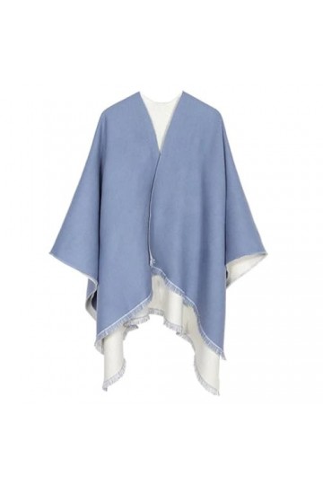 Yeuyyben Poncho dhiver double face en cachemire pour femme - Écharpe en laine - Châle à pompons, Image 1, taille unique
