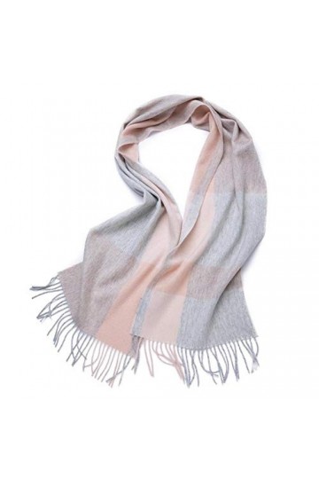 JUGUU Echarpes Et Chalesécharpe En Pur Cachemire Automne Et Hiver Écharpe En Cachemire À Carreaux Chauds Épaissis-Rose Gris_3