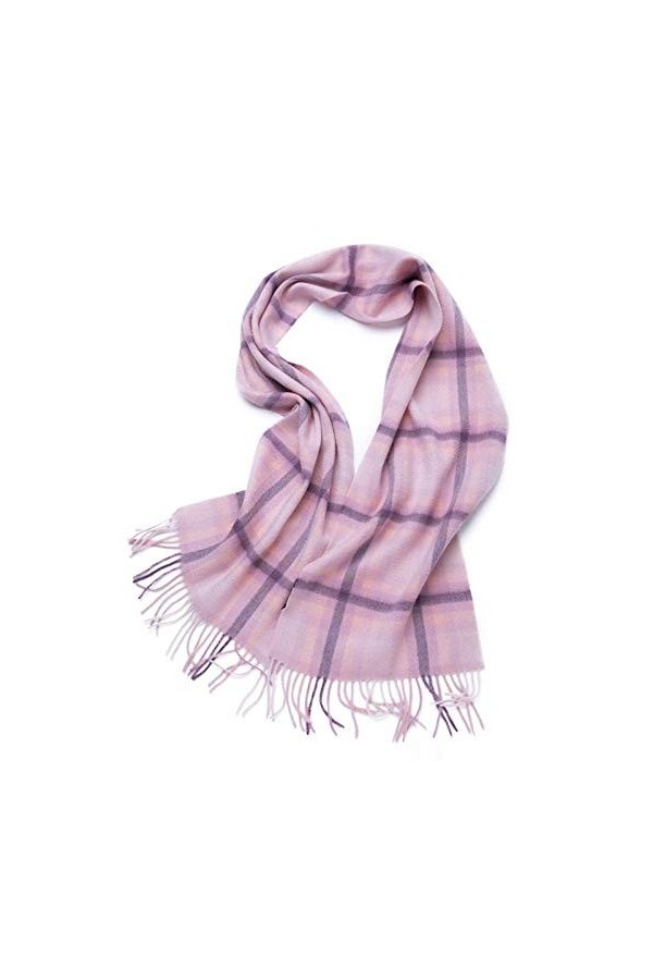 JUGUU Echarpes Et Chalesécharpe En Pur Cachemire Automne Et Hiver Écharpe En Cachemire À Carreaux Chauds Épaissis-Rose Gris_3