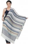Exotic India Étole en pure laine avec rayures tissées en fil multicolore - - Taille unique
