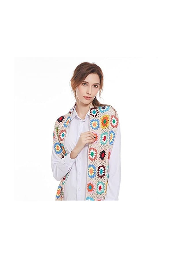 SERUMY Écharpes Tricotées Hiver Crochet Trearit Scarpe Modèle De Fleurs Exquise Châle Gland Coloré À La Main Keep Au Chaud po