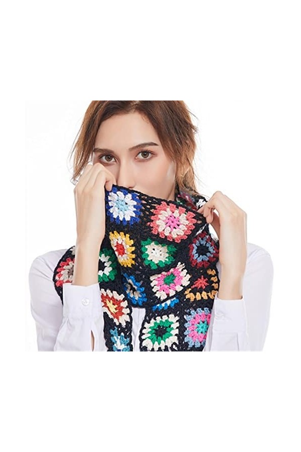 SERUMY Écharpes Tricotées Hiver Crochet Trearit Scarpe Modèle De Fleurs Exquise Châle Gland Coloré À La Main Keep Au Chaud po