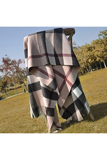 Foulard Femme Cheveux Echarpe Soie Nouvelle Écharpe Femme Britannique Écharpe Châle Double Usage Épaississement Couple Écharp