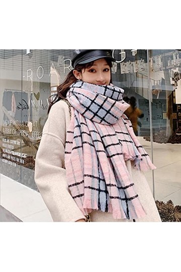 Foulard Femme Cheveux Echarpe Soie Dames Écharpe Mode Écharpe À Carreaux Dames Châle Wrap Chaud Cou Triangle Bandage 190X60Cm