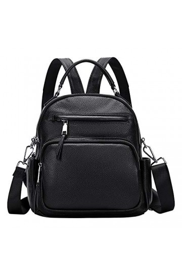 ALTOSY Sacs à Main portés Dos Femme Cuir Véritable Loisirs Sac à Dos Bandoulière S71, Noir 