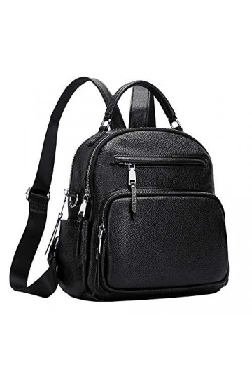 ALTOSY Sacs à Main portés Dos Femme Cuir Véritable Loisirs Sac à Dos Bandoulière S71, Noir 