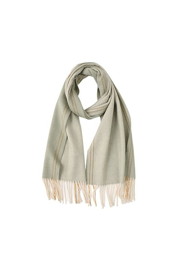 Écharpe dhiver chaude pour femme 100 % cachemire avec pompons pour temps froid 180 x 32 cm, vert clair