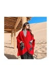 FACAI Écharpe à La Mode avec Poche Châles à Pampilles Couverture Chaude De Foulards Poncho dhiver pour Femmes,Red3-150X130cm
