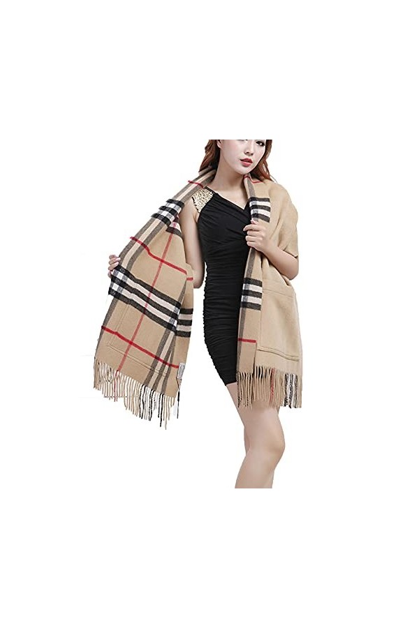 WUJNANG Écharpe en Cachemire à La Mode pour Femmes,A-55X200cm