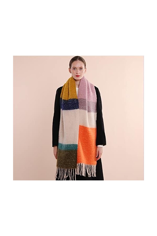 Foulard Femme Cheveux Echarpe Soie Écharpes Femmes Chaudes Imprimées Écharpes Femmes Écharpes Wrap Épais Doux Rayé Châles Lon