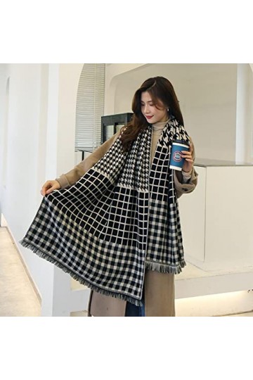 Foulard Femme Soie Cheveux pour De Hiver en Echarpe Écharpe À Pois Rayés pour Femmes Écharpe Chaude Châle Couverture Épaisse 