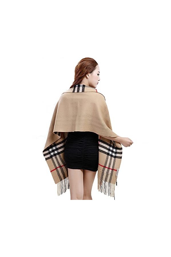 WUJNANG Cachemire Hiver Chaud Écharpe Pashmina Châle Wrap pour Femme Cadeau,A-200X55cm