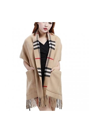 WUJNANG Cachemire Hiver Chaud Écharpe Pashmina Châle Wrap pour Femme Cadeau,A-200X55cm