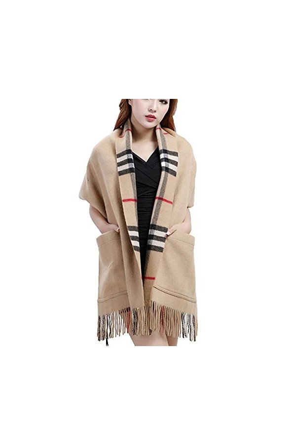 WUJNANG Cachemire Hiver Chaud Écharpe Pashmina Châle Wrap pour Femme Cadeau,A-200X55cm