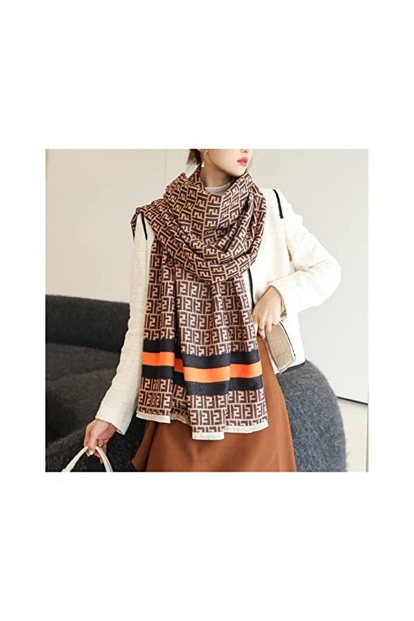 Srfghjs écharpe Mode Marque Hiver Cachemire Écharpe Femmes Géomètre Print Châle Wrap Bufanda Femelle Pashmina Tassel Color :