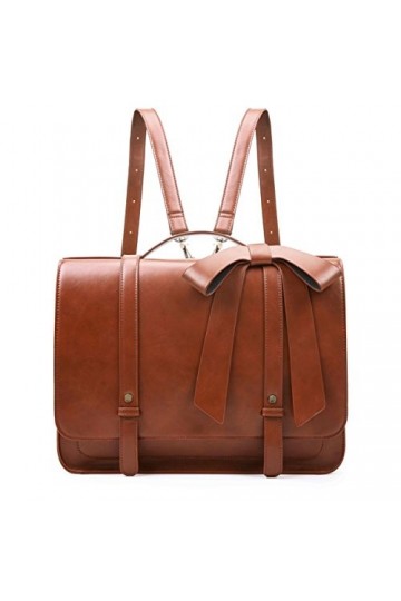 ECOSUSI Sac à Dos Cartable Vintage Sac Porté Epaule Rétro Serviette Femme Sac à Main Vintage Sac Messenger Sac pour Ordinateu