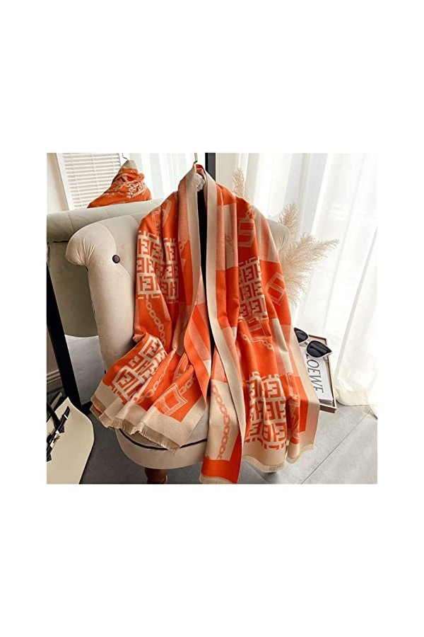 Srfghjs écharpe Mode Marque Hiver Cachemire Écharpe Femmes Géomètre Print Châle Wrap Bufanda Femelle Pashmina Tassel Color :