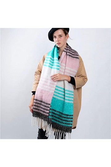 Foulard Femme Soie Cheveux pour De Hiver en Echarpe Écharpe Douce Femmes Écharpe À Carreaux Châle Wrap Épais Chaud Couverture