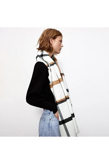 Foulard Femme Cheveux Echarpe Soie Nouvelle Écharpe Géométrique Jacquard pour Femmes Mode Épaissie Châle Extérieur À Double U