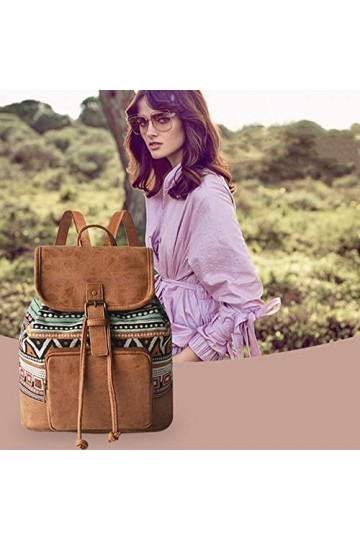 Sacs à Main Portés Dos Ethnique Bohème Sac à dos en Toile pour le Shopping Dating Party Vacances Voyage en Plein Air Multicol
