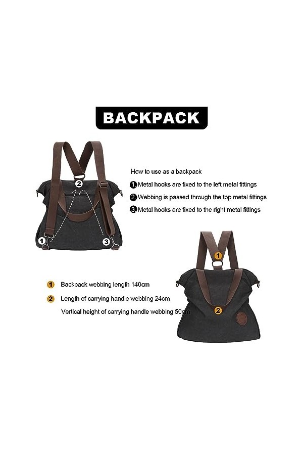 Leathario Sac à Main pour Femme Fille Sacs Bandoulière Grande Capacité, Cabas à Dos Mis à Niveau Sac Porté Epaule en Toile Fo