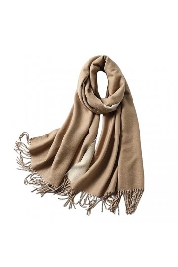 TZUFA Châle dhiver Imitation cachemire pour femme, épais et chaud, enveloppé de couleur unie, couverture à pampilles, écharp