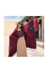 Couverture Chaude Décharpes De Poncho dhiver pour Femmes écharpe à La Mode avec Poche Châles De Gland,Red4-150X130cm