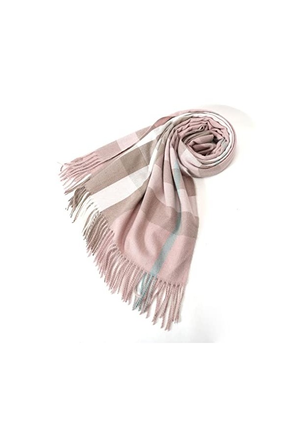 Foulard en Soie, Écharpes de Couverture pour Femmes Couleur Pure Chaude Filature de Laine Doux Gland Châle Écharpes dhiver É