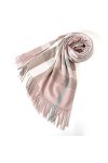 Foulard en Soie, Écharpes de Couverture pour Femmes Couleur Pure Chaude Filature de Laine Doux Gland Châle Écharpes dhiver É