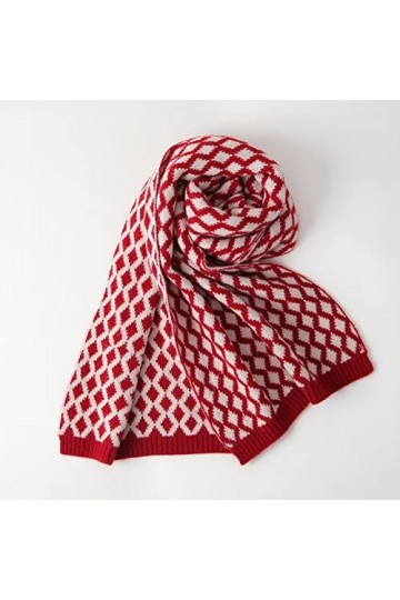 Foulard Femme Cheveux Echarpe Soie Écharpe Femme Rétro Doux Chaud Noir Blanc Plaid Écharpe Femme Chaud Taille Unique Rouge