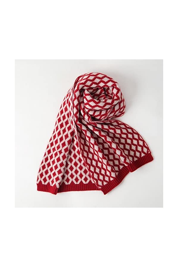 Foulard Femme Cheveux Echarpe Soie Écharpe Femme Rétro Doux Chaud Noir Blanc Plaid Écharpe Femme Chaud Taille Unique Rouge
