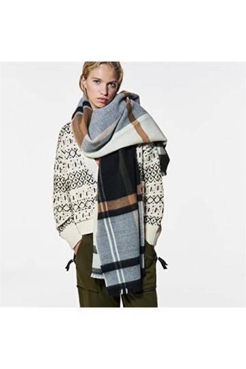 Foulard Femme Cheveux Echarpe Soie Écharpe Femme Gris Chaud Grand Plaid Carré Écharpe Écharpe Femme Écharpe Épaissie Doux Gla