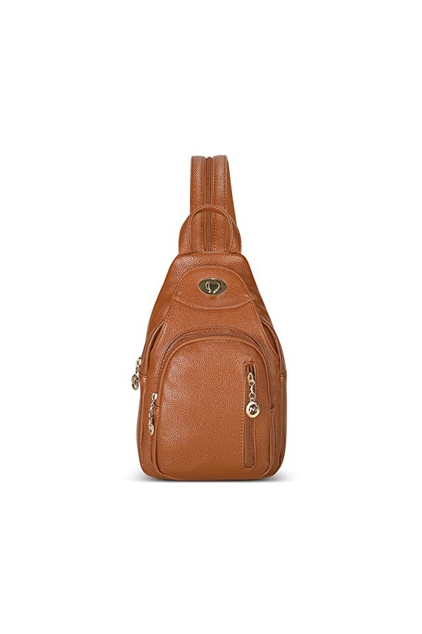 DIRRONA Mode Femme Sac à Dos Antivol Sacs À Bandoulière Sac de Poitrine Femme Travail École Décontractée Sac à Dos PU Cuir Et