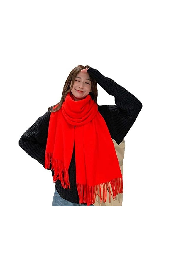 WSPDSD Écharpe en laine cachemire femme hiver couleur unie blanc châle écharpe automne hiver hommes imitation cachemire échar