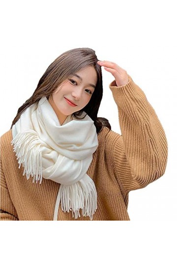 AiYoWi Écharpe en laine cachemire femme hiver couleur unie blanc châle écharpe automne hiver hommes imitation cachemire échar