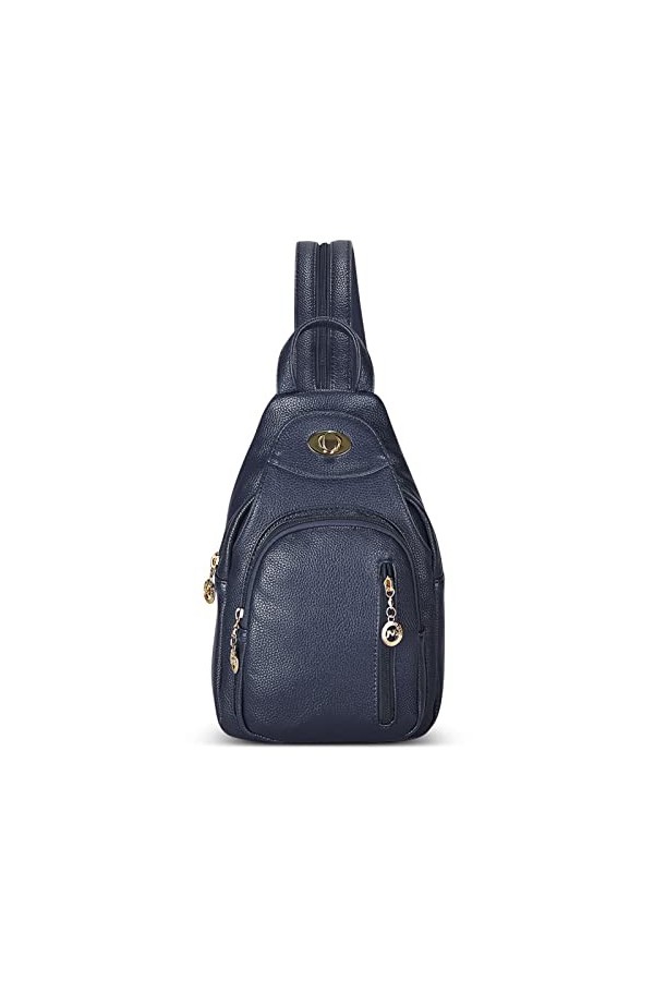 DIRRONA Mode Femme Sac à Dos Antivol Sacs À Bandoulière Sac de Poitrine Femme Travail École Décontractée Sac à Dos PU Cuir Et