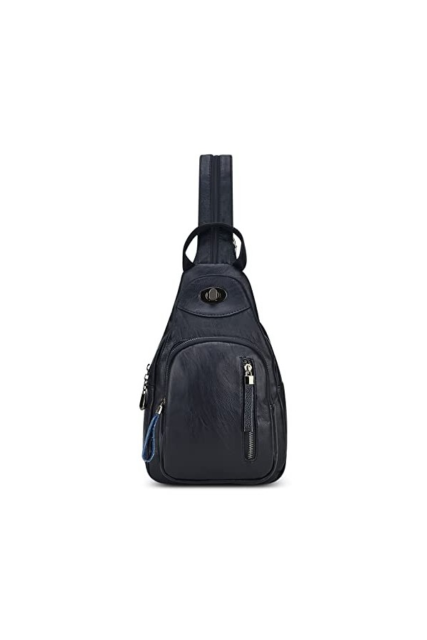 DIRRONA Mode Femme Sac à Dos Antivol Sacs À Bandoulière Sac de Poitrine Femme Travail École Décontractée Sac à Dos PU Cuir Et