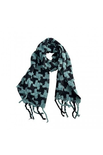 Écharpe de Noël Épaissie Chaude Laine Mélange Écharpe Hiver Tissage Pied-de-Poule Châle Foulards Tassel Wrap Dames Écharpes C