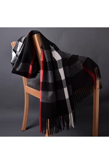 Focisa Schals Damen Scarf Tücher Halstuch Klassisch Kariert Warm Elegant Damen Schal Wild Quaste Verdickt Herren Kragen Schal