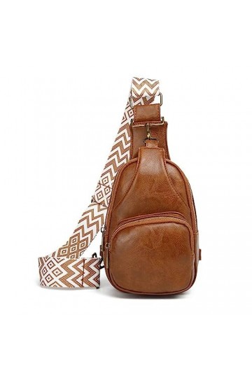 FANDARE Ultraléger Sac de Poitrine Femme Sacs à Dos porté Travers Sacs à bandoulière Cuir PU avec bandoulière Large réglable 