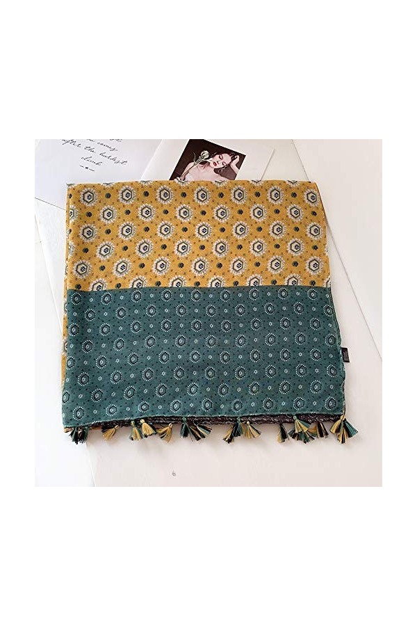 Femmes Coton Gland Châle Aztèque Patchwork Floral Style Pashmina Wrap Épais Protection Solaire Été Doux Châle Color : A 